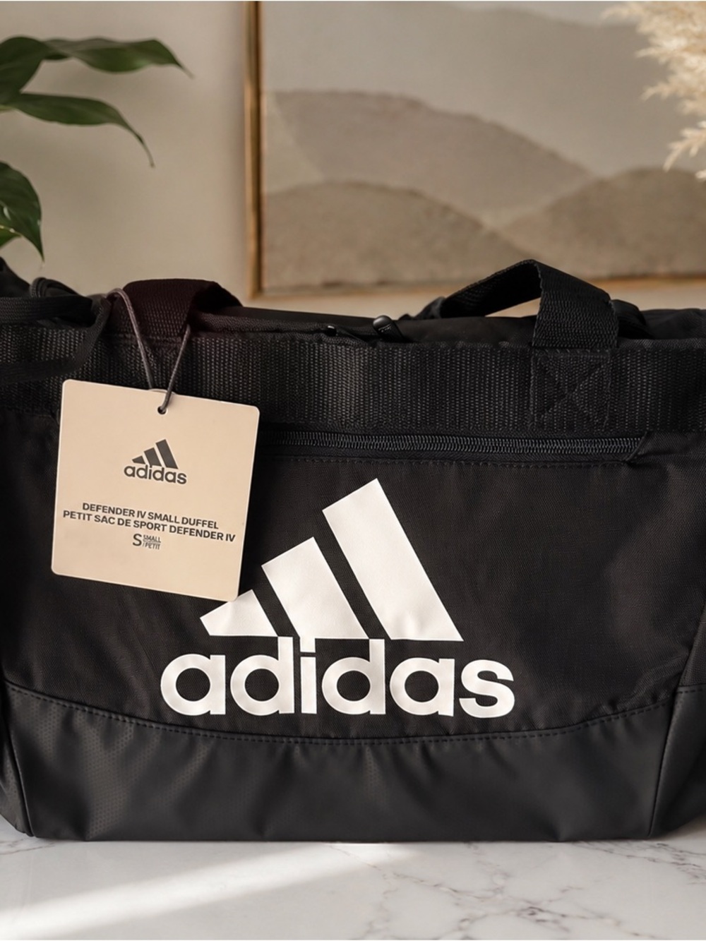 adidas Black Duffel Bag with White Logo